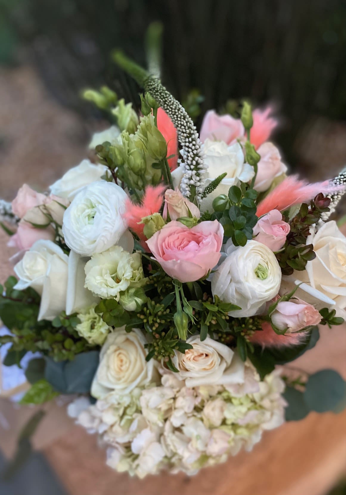 Blush Box - Beautiful variety of premium blush florals in a birch box accented with blush and cream pampas grass.