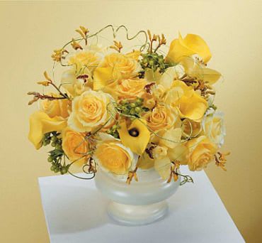 Grandmas Favorite Grandmas Favorite - Crafting a floral arrangement with Grandma's favorite yellow flowers is a touching tribute, symbolizing joy, happiness, and the cherished memories shared. The chosen yellow blooms, whether roses, sunflowers, lilies, daisies, or tulips, collectively express the warmth and positivity that Grandma brought into the lives of those around her. Each flower, with its unique symbolism, contributes to a bouquet that not only celebrates her life but also reflects the enduring spirit of a beloved grandmother. This thoughtful arrangement serves as a beautiful remembrance, honoring her legacy with the bright and radiant hues that she held dear. CAN BE DONE IN ANY COLOR