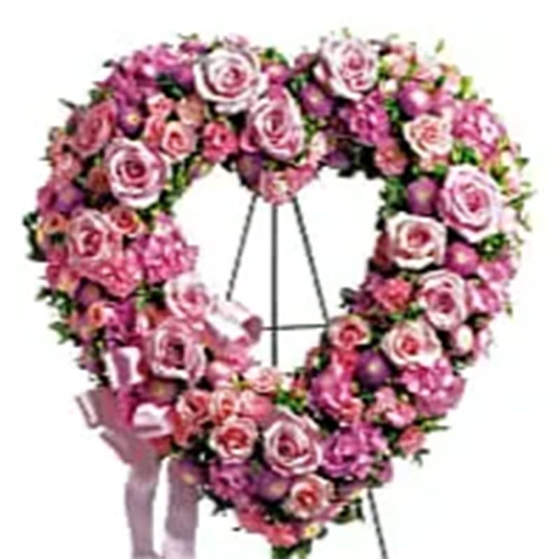 Pink Heart Wreath Pink Heart Wreath - 18" shades of pink heart wreath.