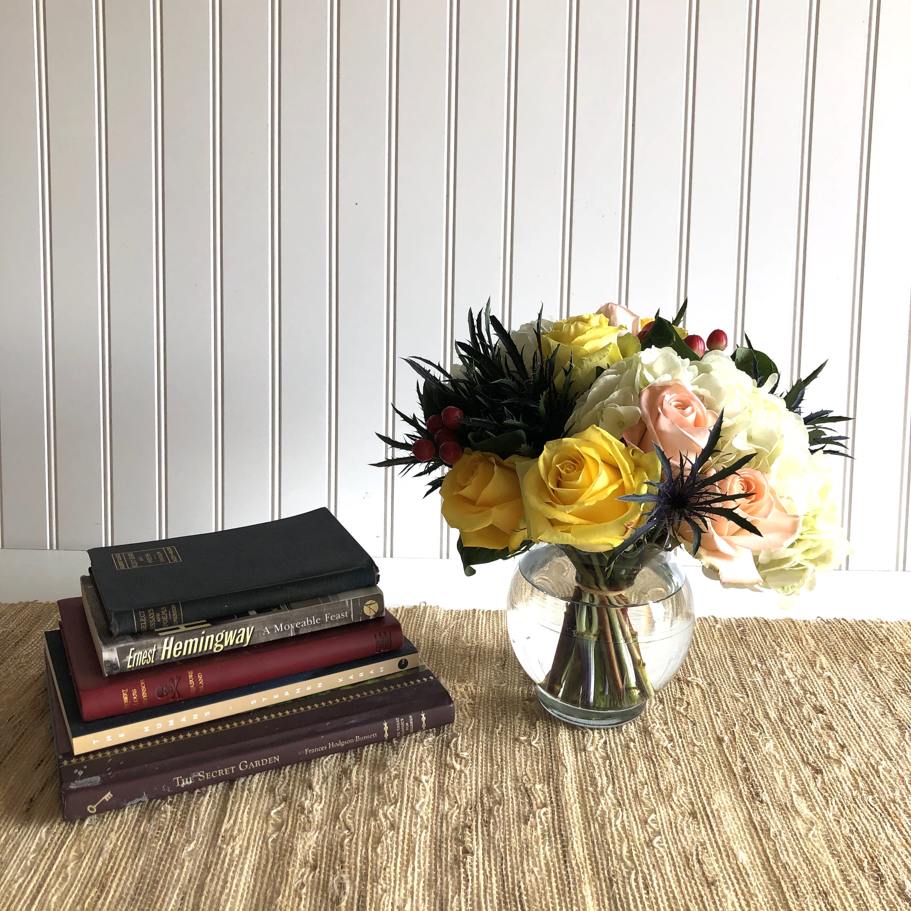 Pop of Thistle Pop of Thistle - Sweet little bowl of pastel roses, hypericum berries and thistle