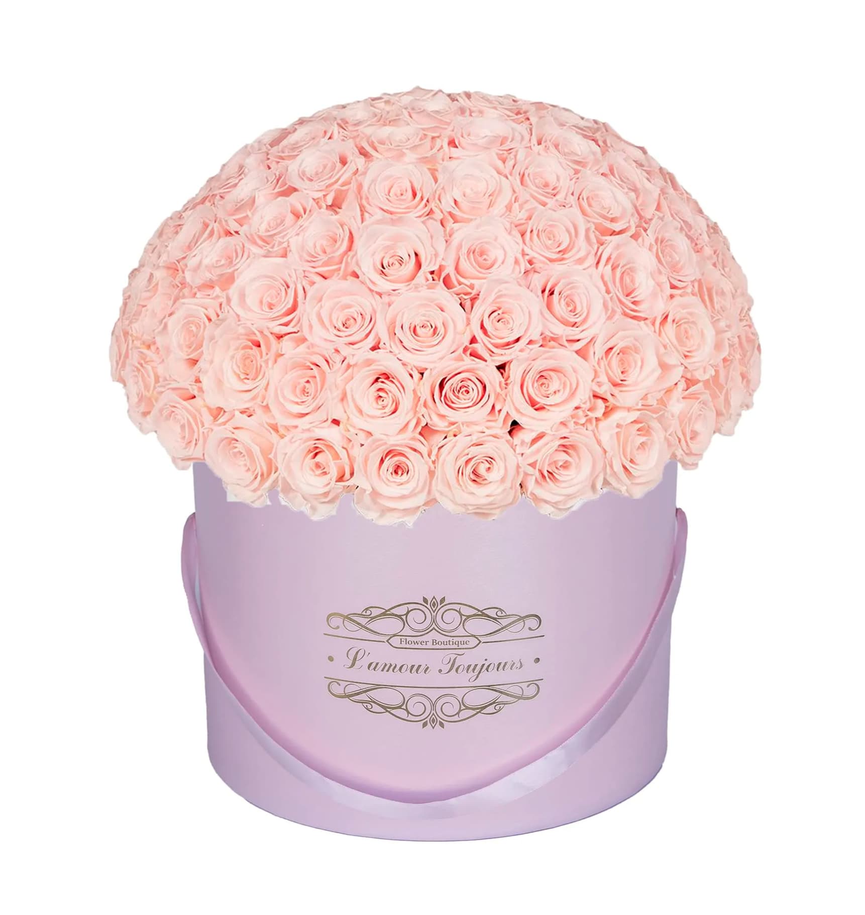 100 Pink Everlasting Roses - Pink Signature Box 100 Pink Everlasting Roses - Pink Signature Box - • Everlasting roses are preserved real roses that last up to 3 years! By treating fresh roses with a unique method these roses become long lasting and keep their natural beauty, structure and softness. • Make a statement with our exquisite Ecuadorian real roses that bring uniqueness and sophistication to life. • Send stunning roses to your loved ones, a wife, a husband, a parent or a friend to let them know you remembered their special day. • Zero maintenance required: Everlasting roses hold tenderness and a natural fresh look, with no maintenance required.