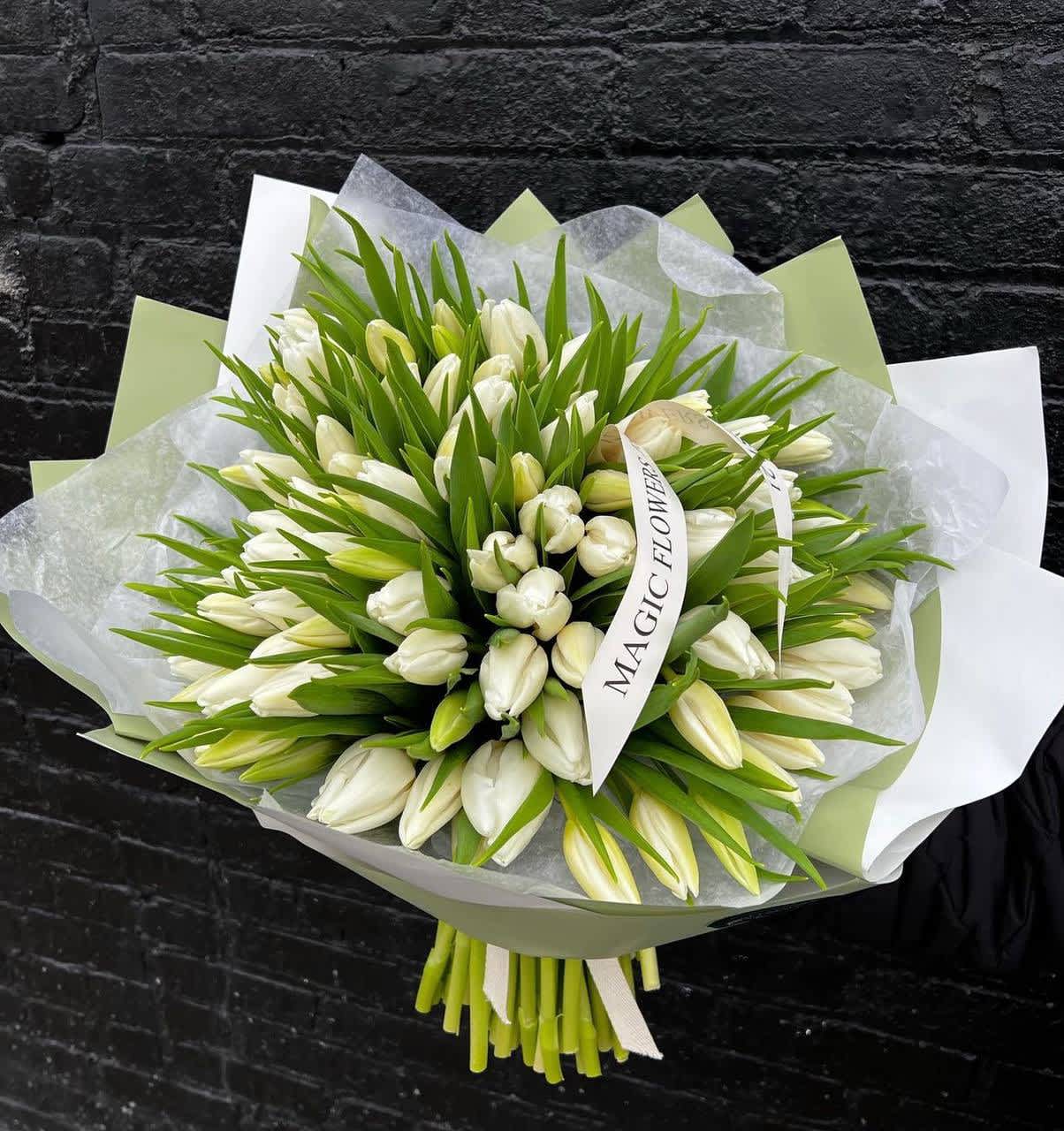 #108 White bliss Tulips  - Tulips bouquet