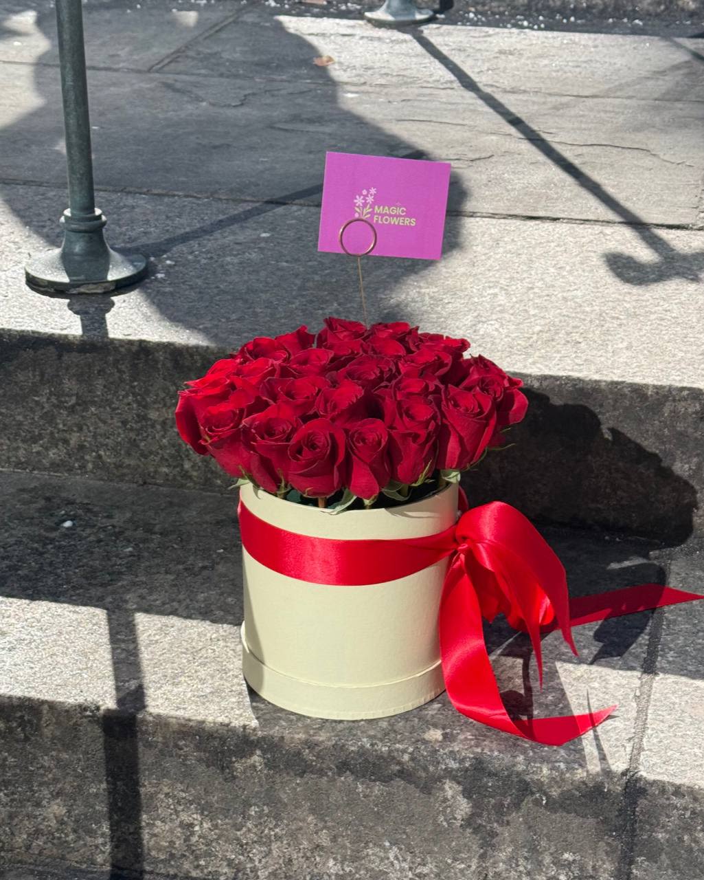 #116 Red Classic Box - A luxurious box of scarlet roses—an embodiment of passion and elegance. The perfect gift for a special occasion or a heartfelt confession. Captivates at first sight and leaves unforgettable impressions. 