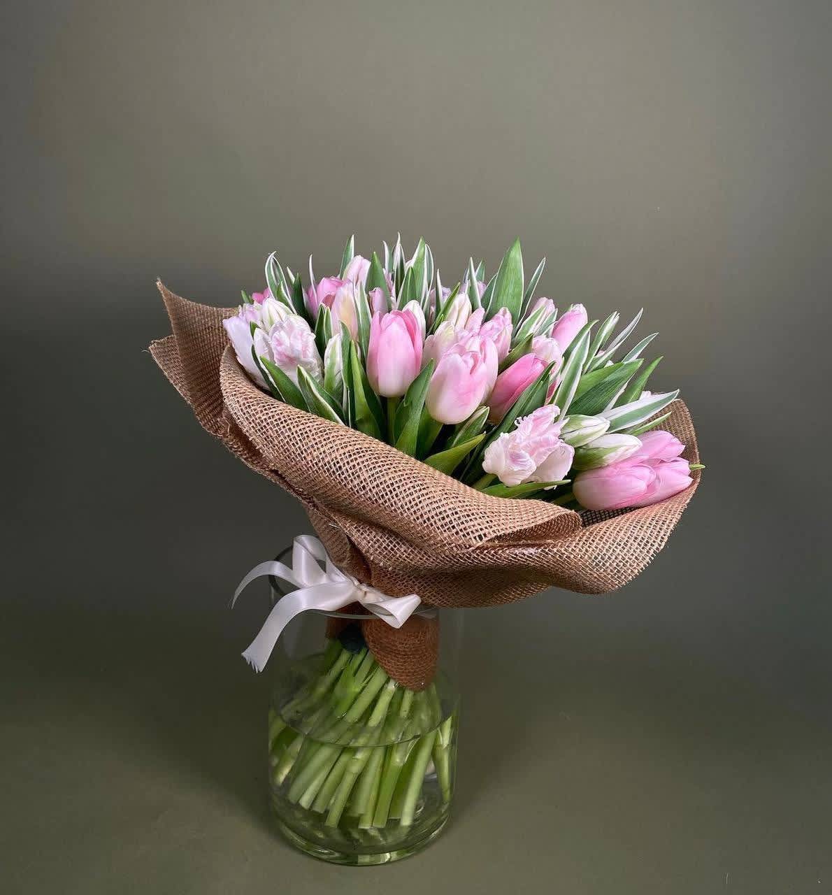 #102 Tulips in Pink  - A bouquet of pink tulips is a delicate and bright composition that will bring spring freshness and joy at any moment. Ideal for romantic and festive events.