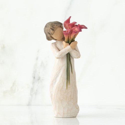 Bloom Willow Tree Figurine - A gift to celebrate friendships, or for those who love flowers! This figure is available with white calla lilies or fuschia calla lilies (shown).