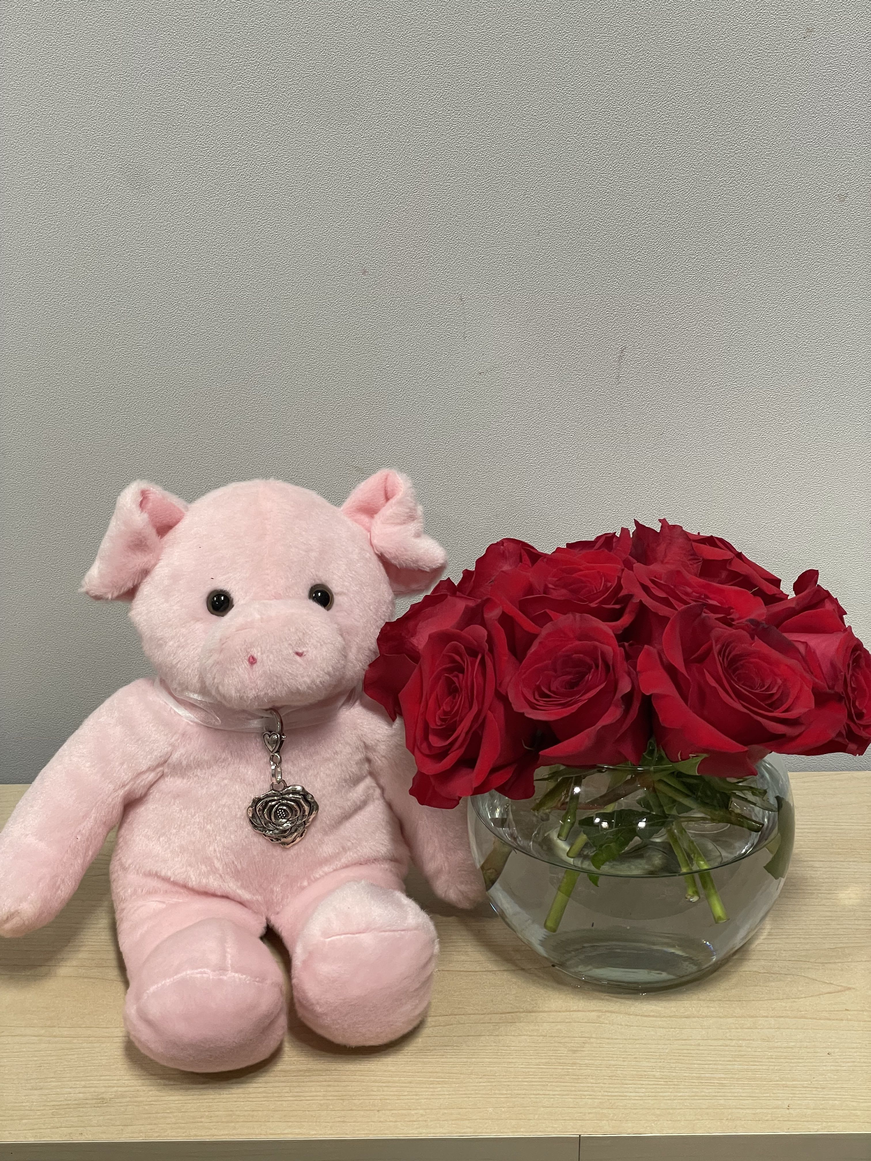 Red Roses &amp; Piggy - As shown 