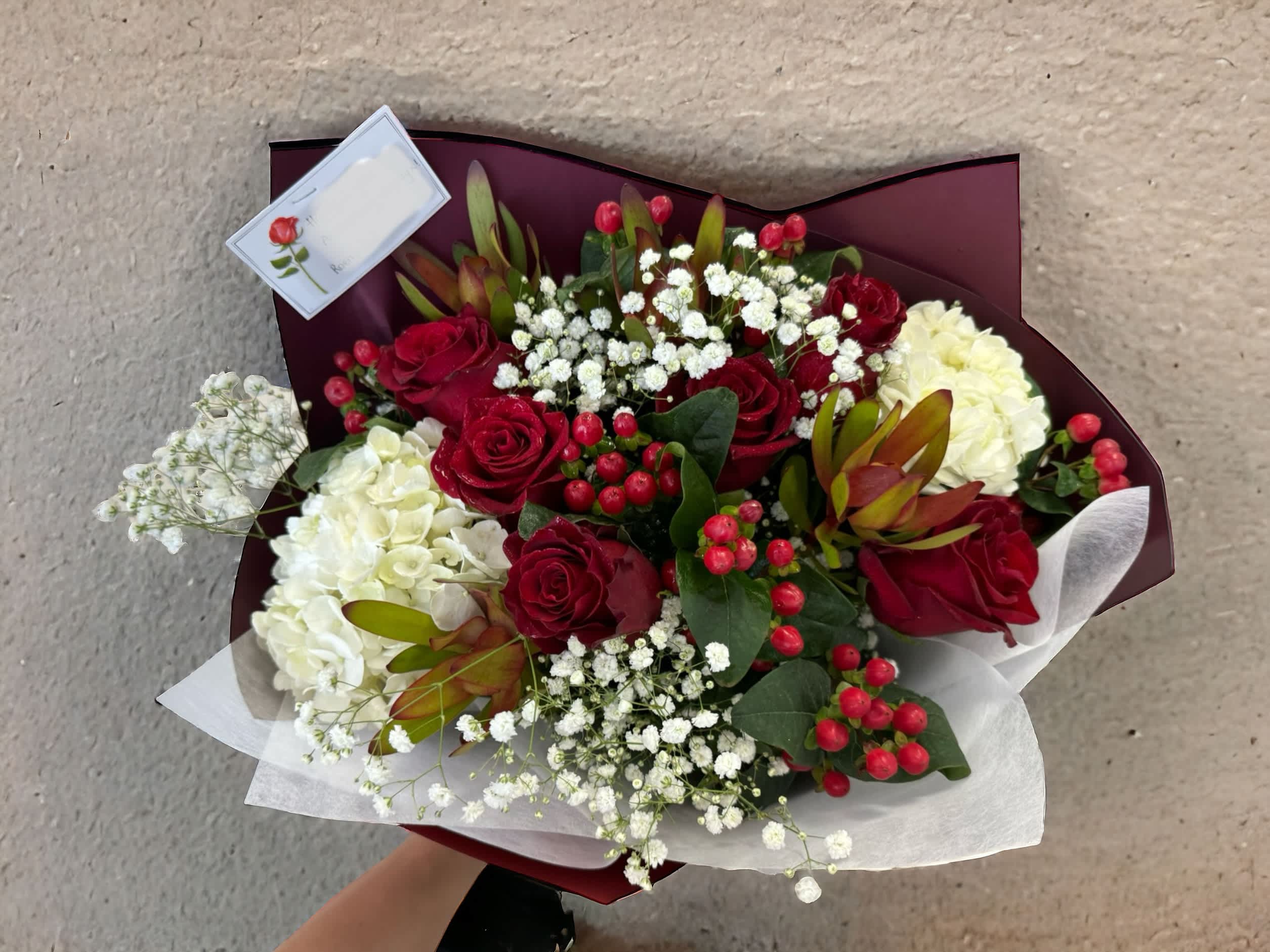 Red Rose With Hydrangea Bouquet Red Rose With Hydrangea Bouquet