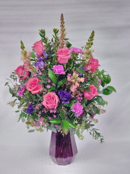 Lucky in Love Lucky in Love - Select this perfectly girly pink and purple arrangement.