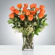 Long Stem Coral Roses by BloomNation™ Long Stem Coral Roses by BloomNation™ - Coral represents enthusiasm! Send them to somebody to show your warmth or zeal. A perfect gift for any occasion, or just a surprise gift. Standard size includes 12 Roses, Upgrade to Deluxe, 18 Roses or Premium is 24 Roses. Approximate Dimensions: 18"D x 25"