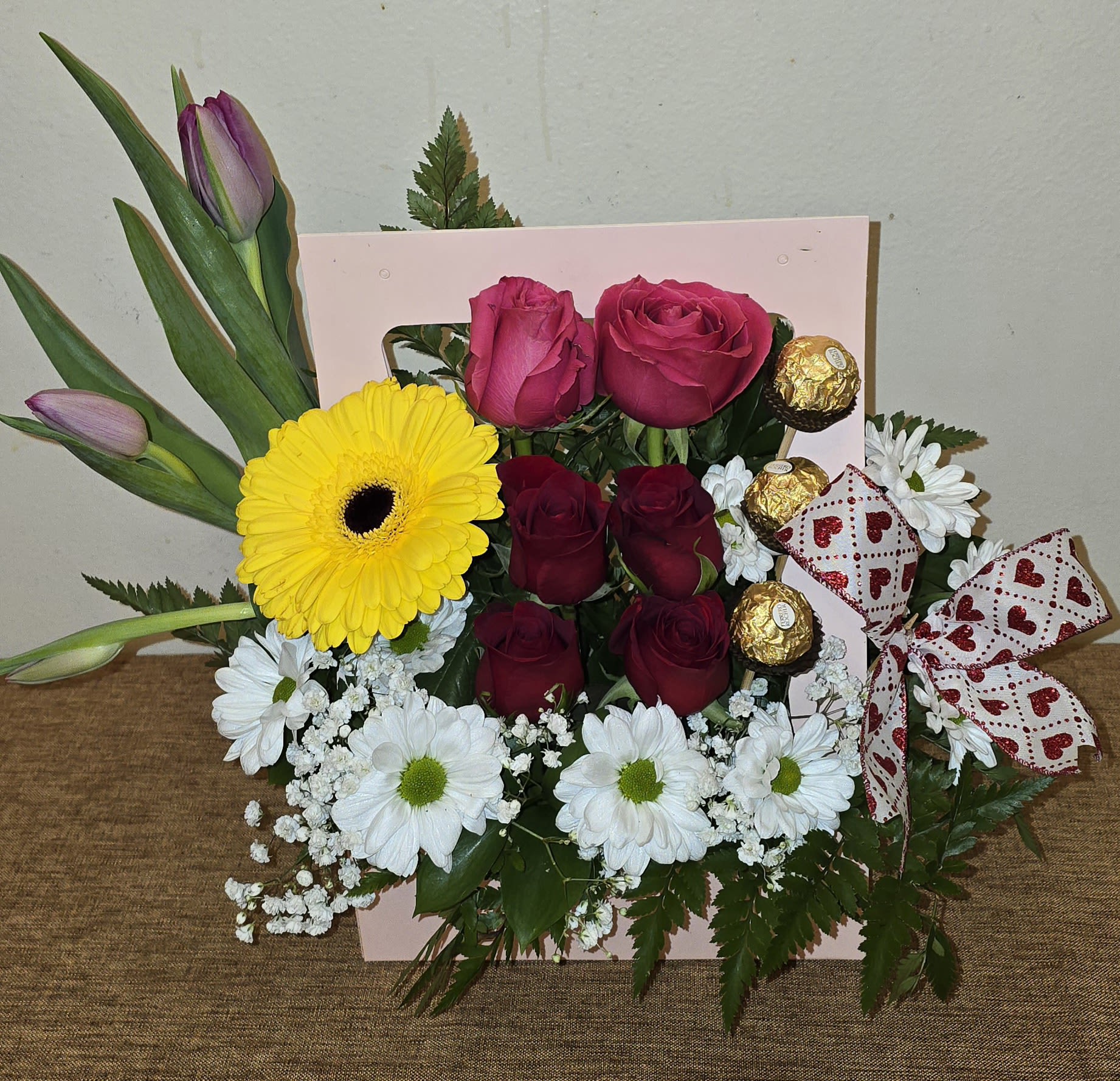 Mixed Arrangement - Mixed arrangement with chocolates and flowers