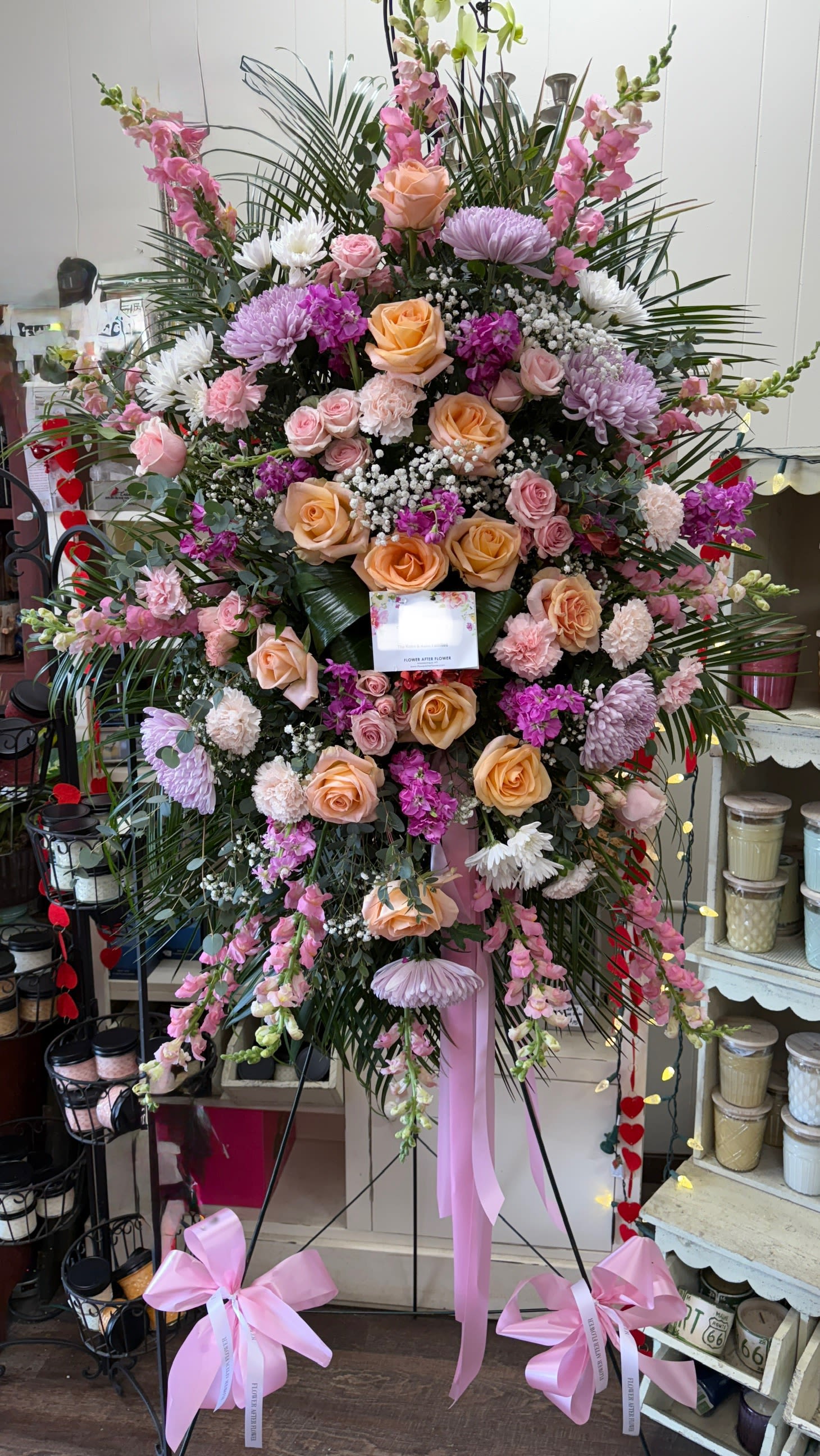 Your Finest Farewell Spray Your Finest Farewell Spray - Utterly feminine, this spray is an extraordinarily beautiful way to bid farewell to someone who will remain forever in your heart. An array of lovely flowers will soothe souls and deliver strength and hope to those in mourning.