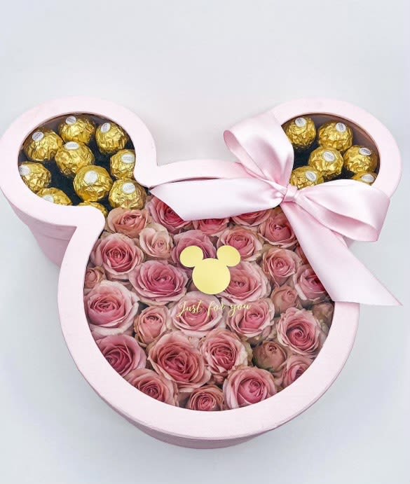 JUST SMILE  - MICKEY MOUSE FLOWER BOX WITH CHOCOLATE 
