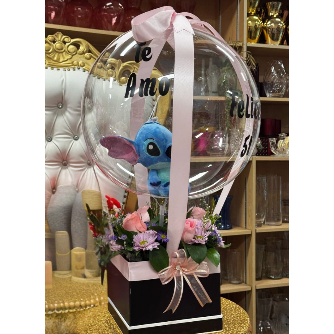 Burbuja globe with box of flowers Burbuja globe with box of flowers - Personalized globe, for celebrations + A garden of flowers in a box.