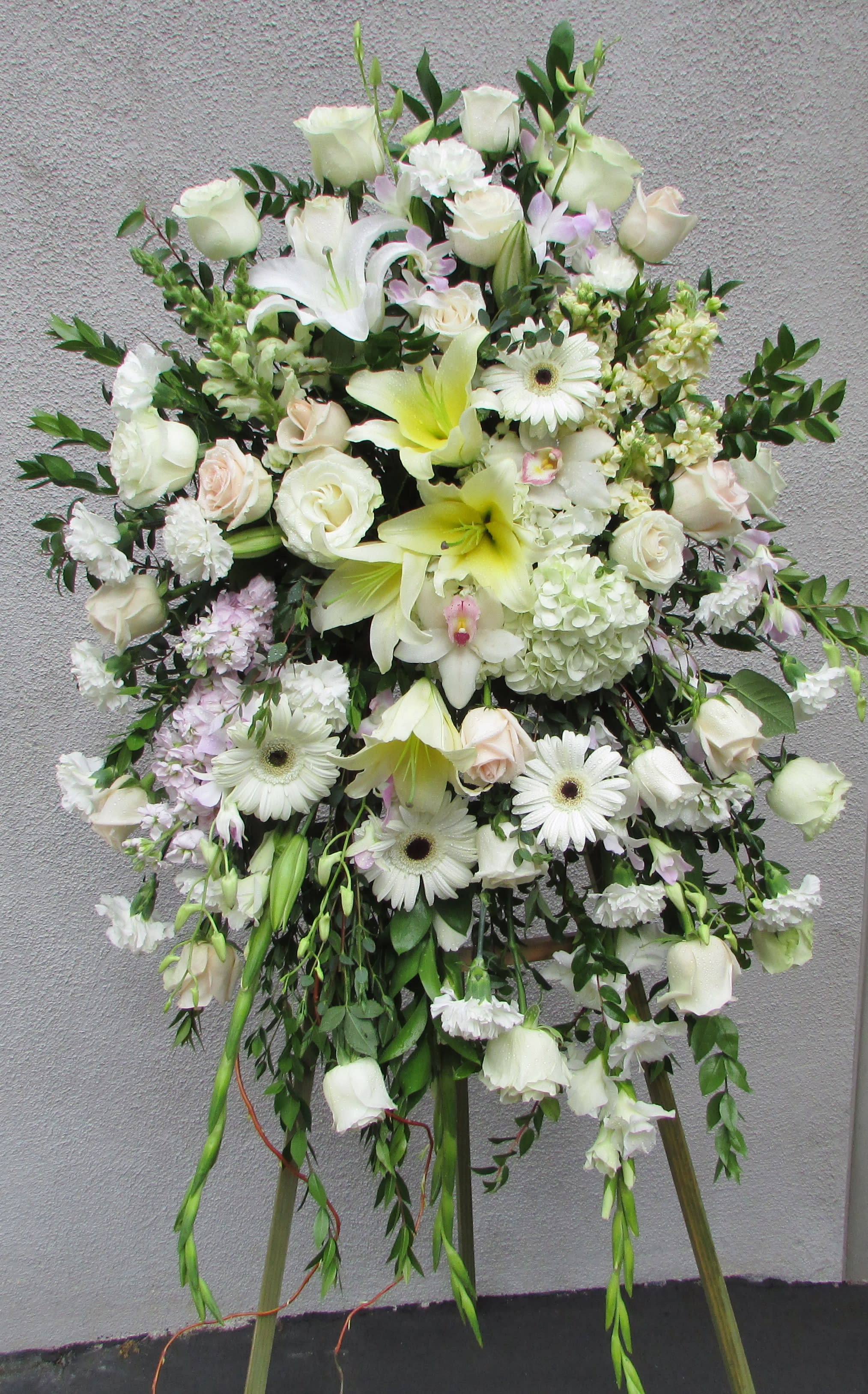 Peace Spray Peace Spray - Share your feelings with this bountiful, full standing spray sympathy flowers.
