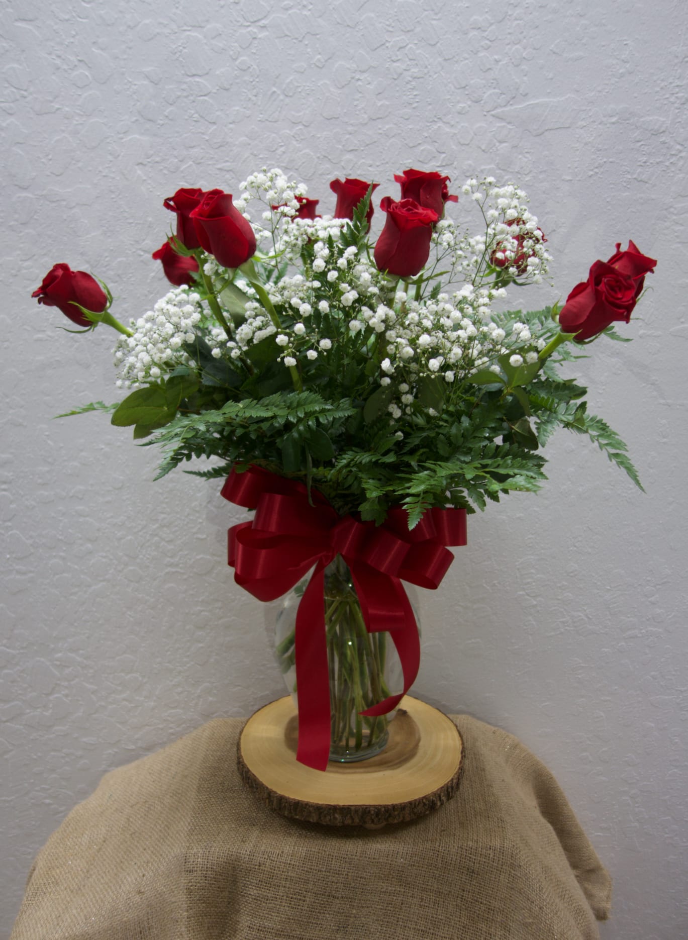 Romantic Long Stem Red Rose Bouquet - Red for love, respect, courage, beauty, and passion. Long stems (50cm) red roses showing just how romantic you can be.  Standard: 12 stems roses Deluxe: 24 stems roses Premium: 36 stems roses