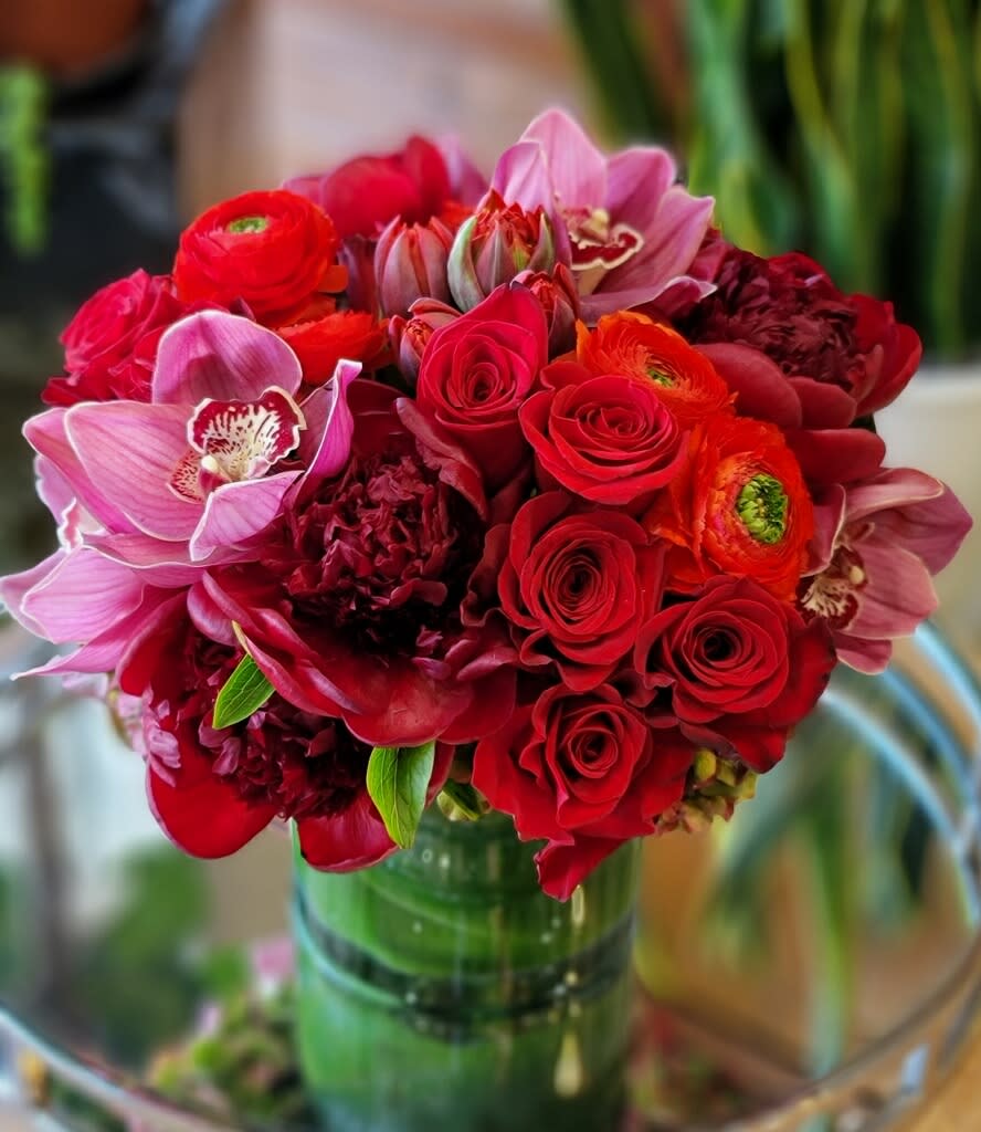 Classic Red Peonies Bouquet