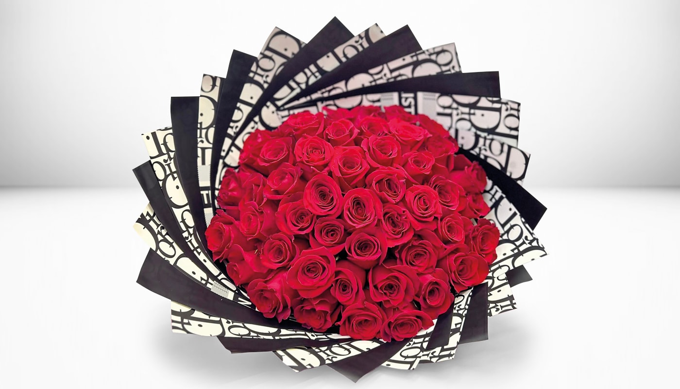 50 Black Dior  - this arrangement 50 Roses 
