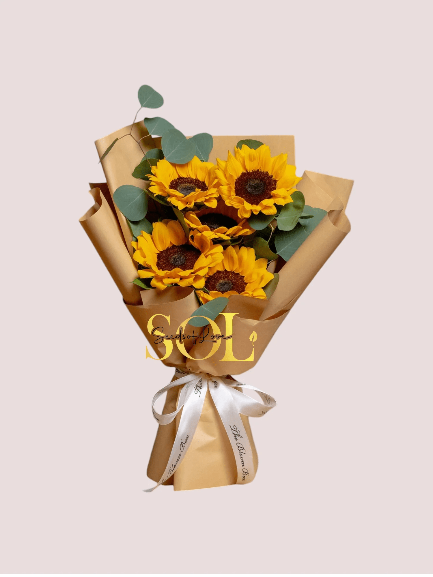 Sunny Bouquet Sunny Bouquet - 4 Large Sunflowers, silver dollar nicely wrap in craft paper