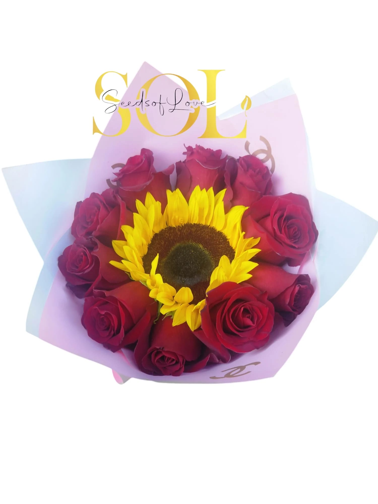 Solesito Bouquet Solesito Bouquet - One large sunflowers and red roses