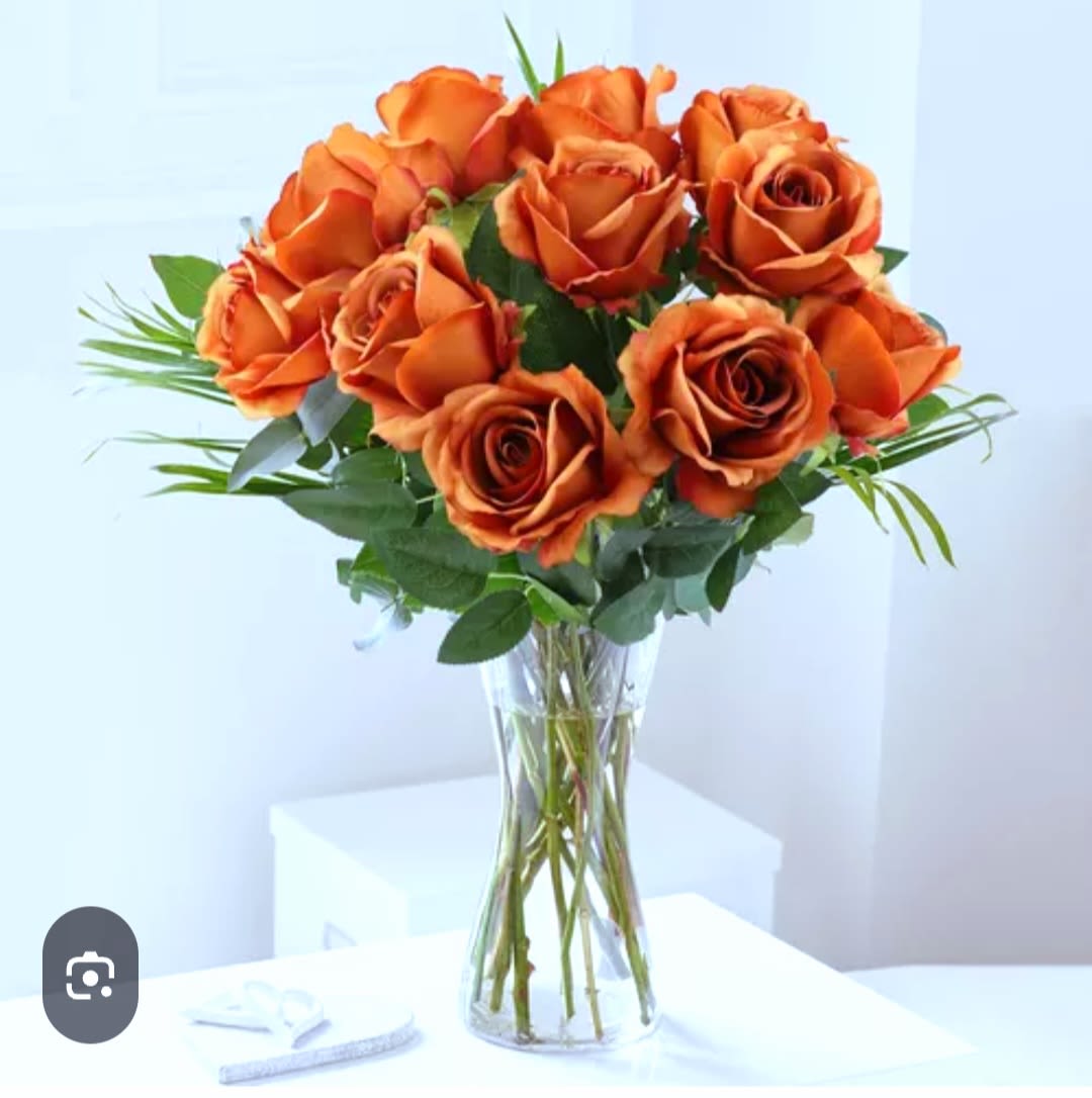 12 ORANGE ROSES - 12 ORANGE ROSES IN BASE