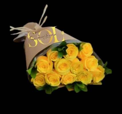 Dozen of Yellow roses in craft paper  - Yellow roses symbolize friendship and joy. They are also used to represent those feelings that are associated with friendship such as warmth, delight, gladness, caring, and affection