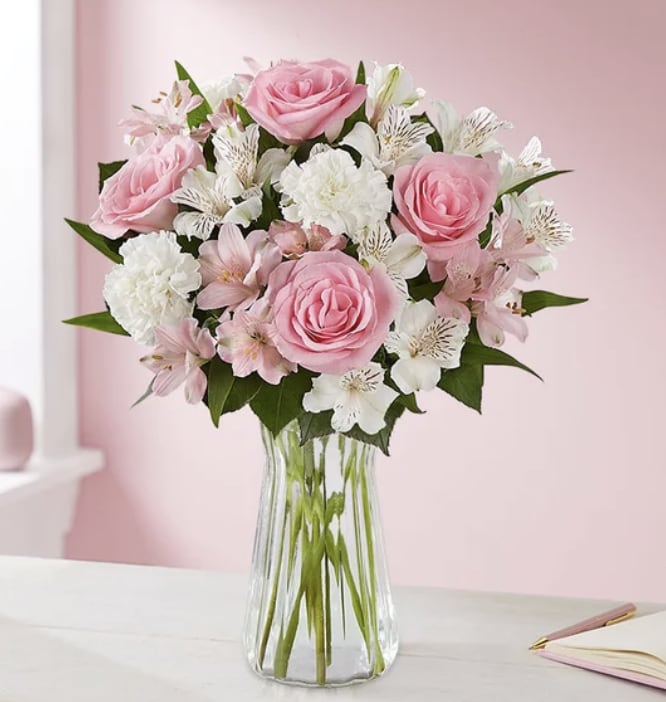 Cherished Blooms - Show someone special just how much you cherish them with our gorgeous gathering of pink and white blooms. It’ll express all you have in your heart when words alone aren’t enough.