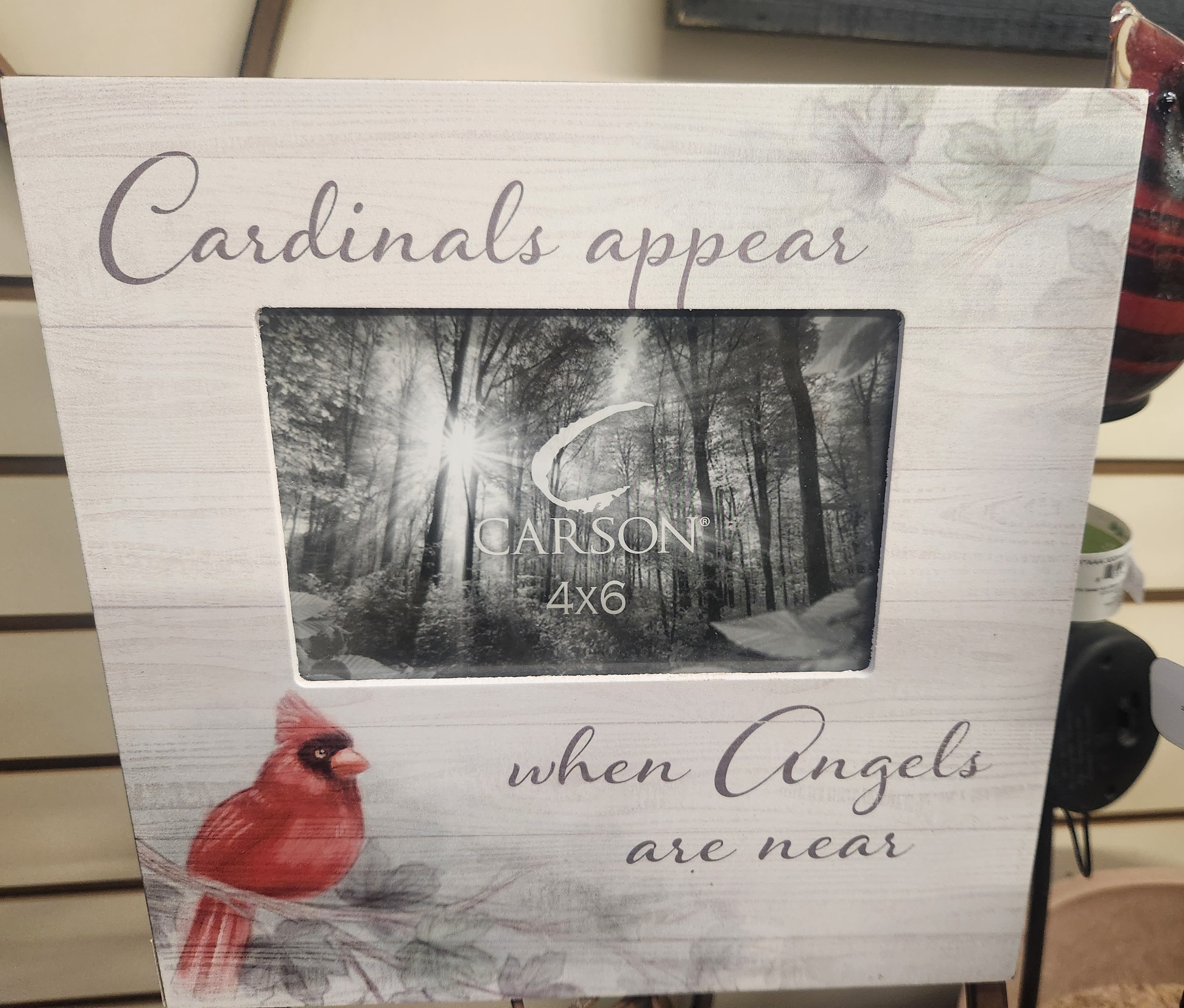 "Cardinals appear" memorial picture frame "Cardinals appear" memorial picture frame - Send in memory of your loved one a cardinal picture frame. So, they can keep a picture of them up for everyone to see and remember. Saying "Cardinals appear when angels are near."