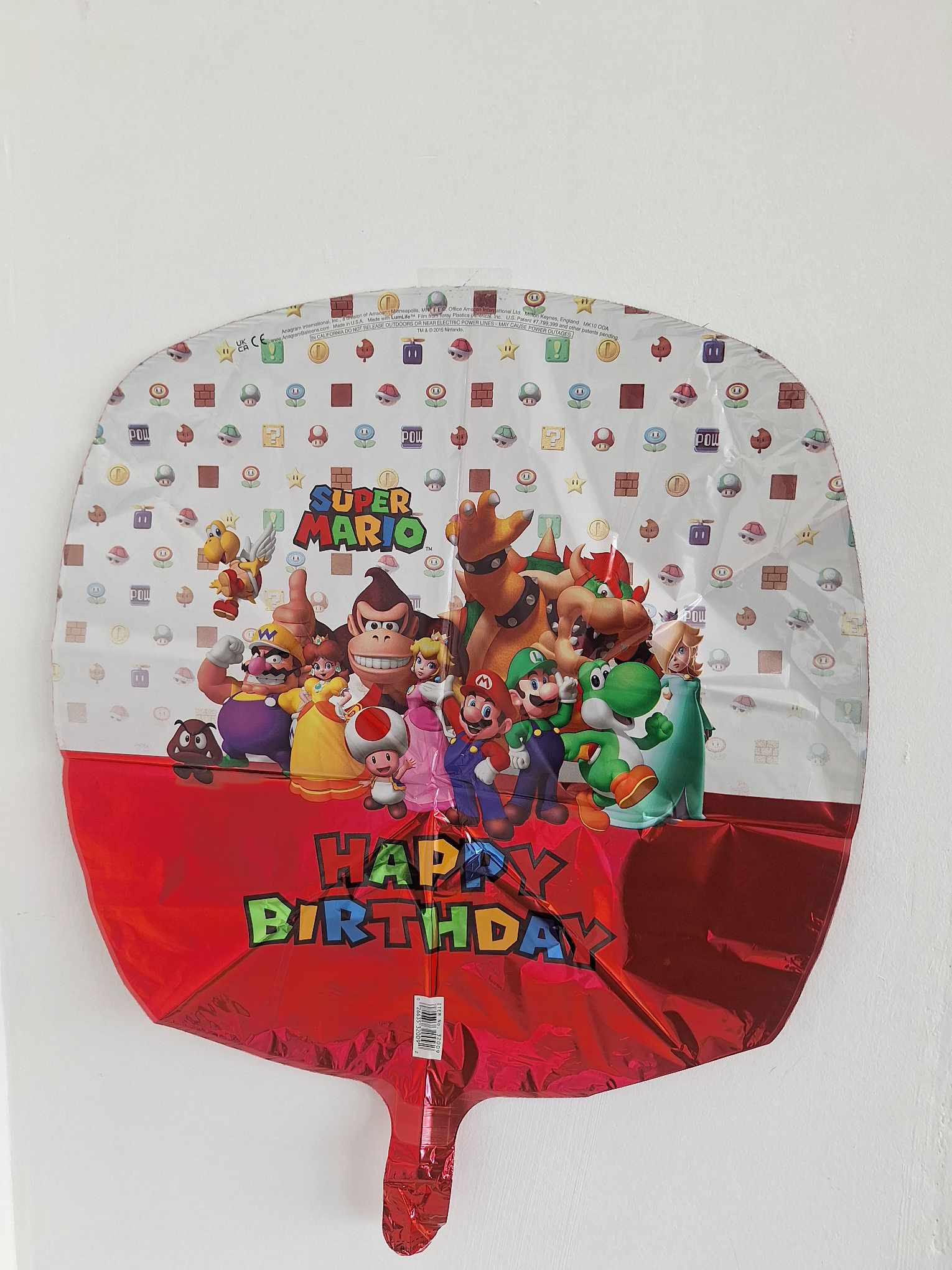Happy Birthday Mario Brothers Mylar #101 - 18in mylar that you can add to any balloon bouquet, stuffed animal, box of chocolates, or floral arrangement.