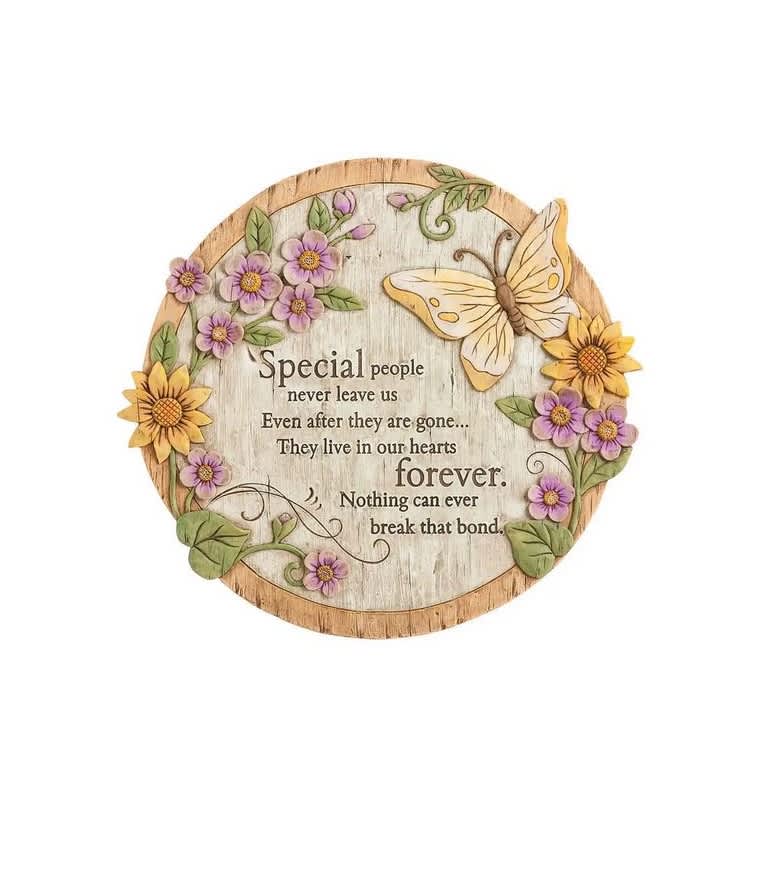 Special People Never Leave Us Garden Stone Special People Never Leave Us Garden Stone - Memorial Garden Plaque reading "Special people never leave us. Even after they are gone... They live on in our hearts forever. Nothing can ever break that bond."