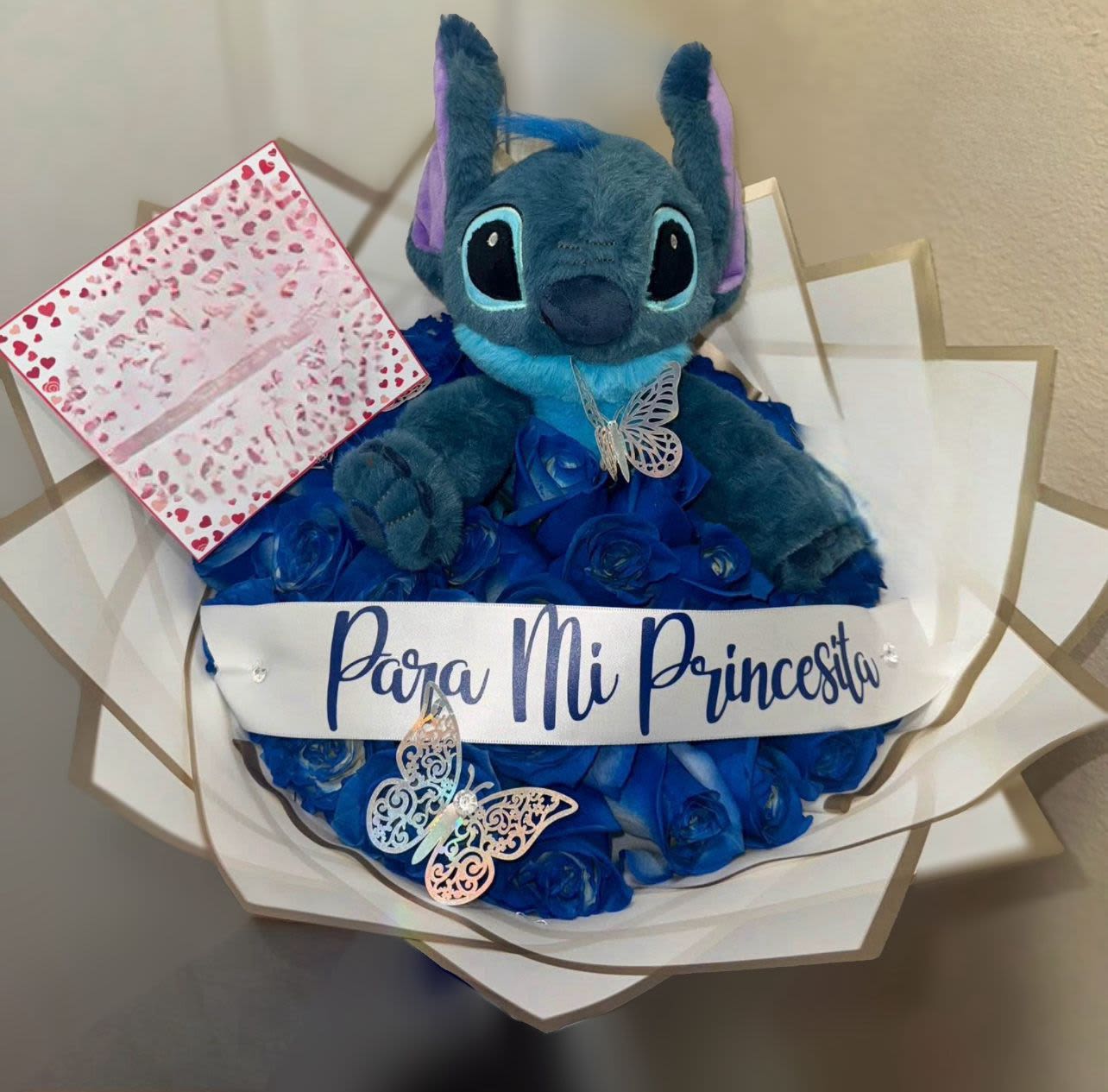 stich mostruo - unidad de 50 rosas azules inspirada en stich 