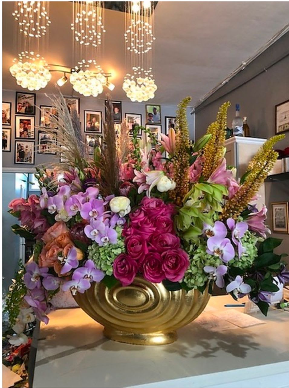 King of Greece  - This amazing piece of art is a beautiful combination of colors, orchids, roses, hydrangeas, peonies. Ranunculus etc etc 