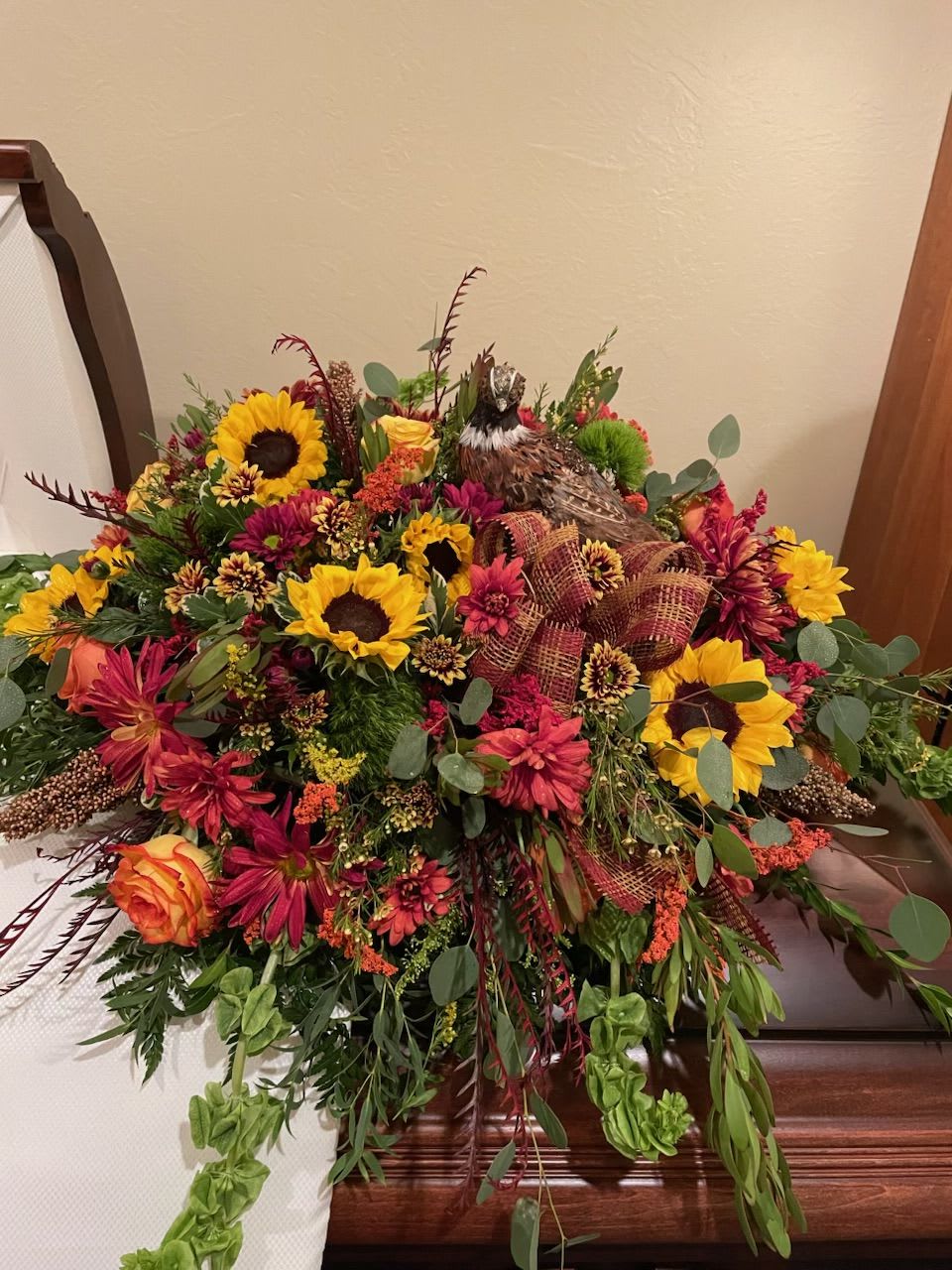 Sympathy Casket - Wildlife  - Roses Sunflowers 