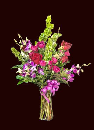 Elegant Orchids Elegant Orchids - Wow them with beautiful dendrobium orchids and bells of Ireland accented with roses.