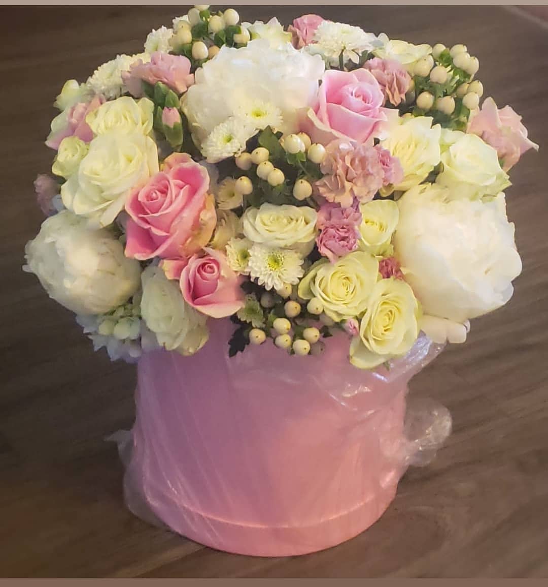 Blushing Valentine - Dare to be different with this  beautiful hues of pink and white fresh cut flowers Peonies will be substituted for Garden roses or antheriums out of season