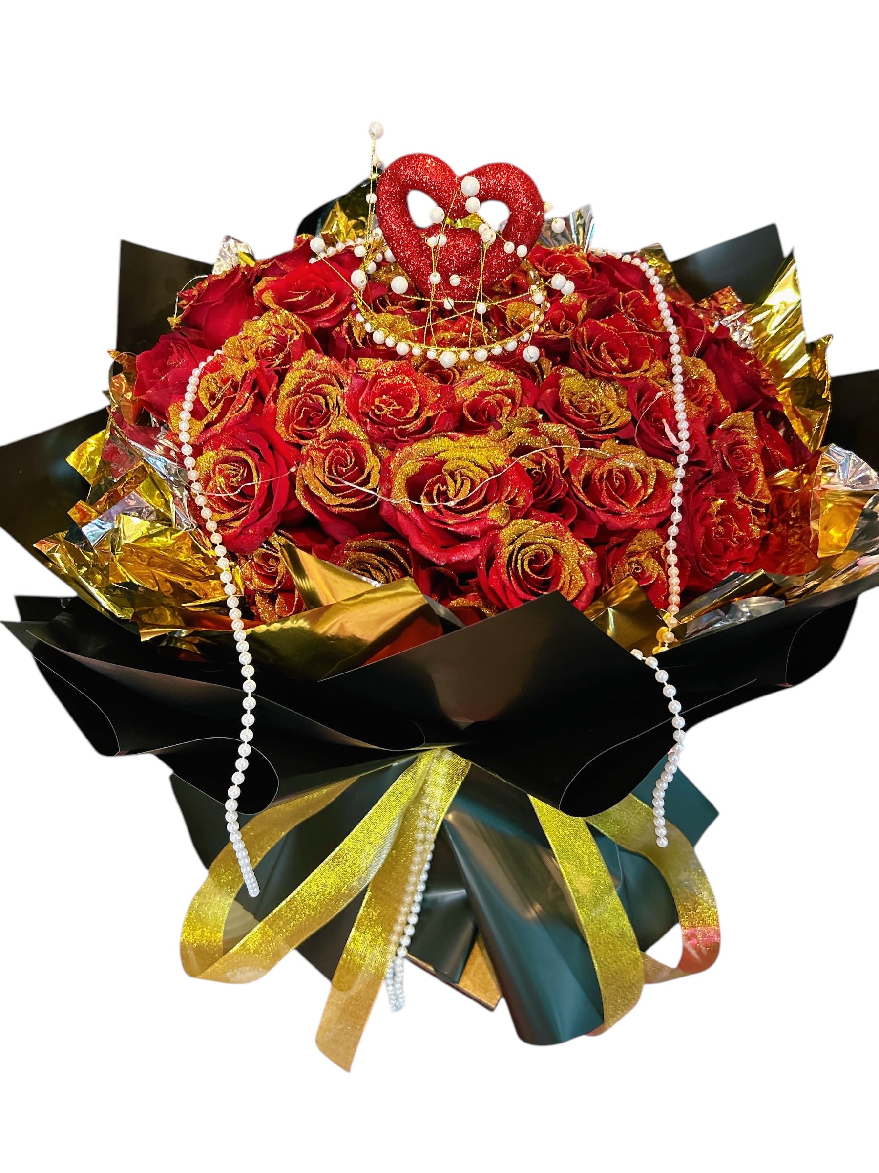 Glitter Ruby Rose Glitter Ruby Rose - Our flower have Fresh Floral Foam, no need vase no need add water ,floral foam can help extend the life of your fresh floral flowers . Don’t unwrap it .