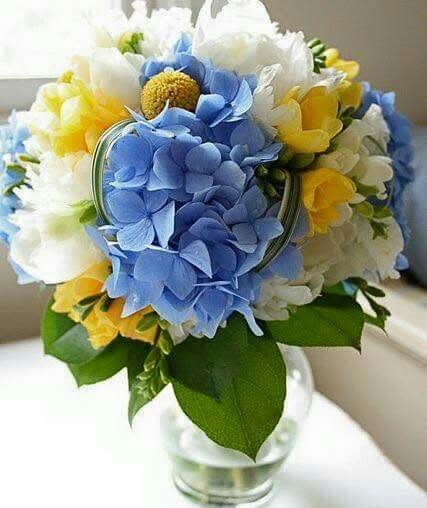 True Blue and Yellow - Nothing brings out the best in blue like yellow and nothing brings out the best in yellow like blue.  Approximately 15&quot;H x 10&quot;D