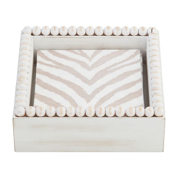  White Cocktail Napkin Holder - White cocktail napkin holder comes in a set with printed cocktail napkins. 