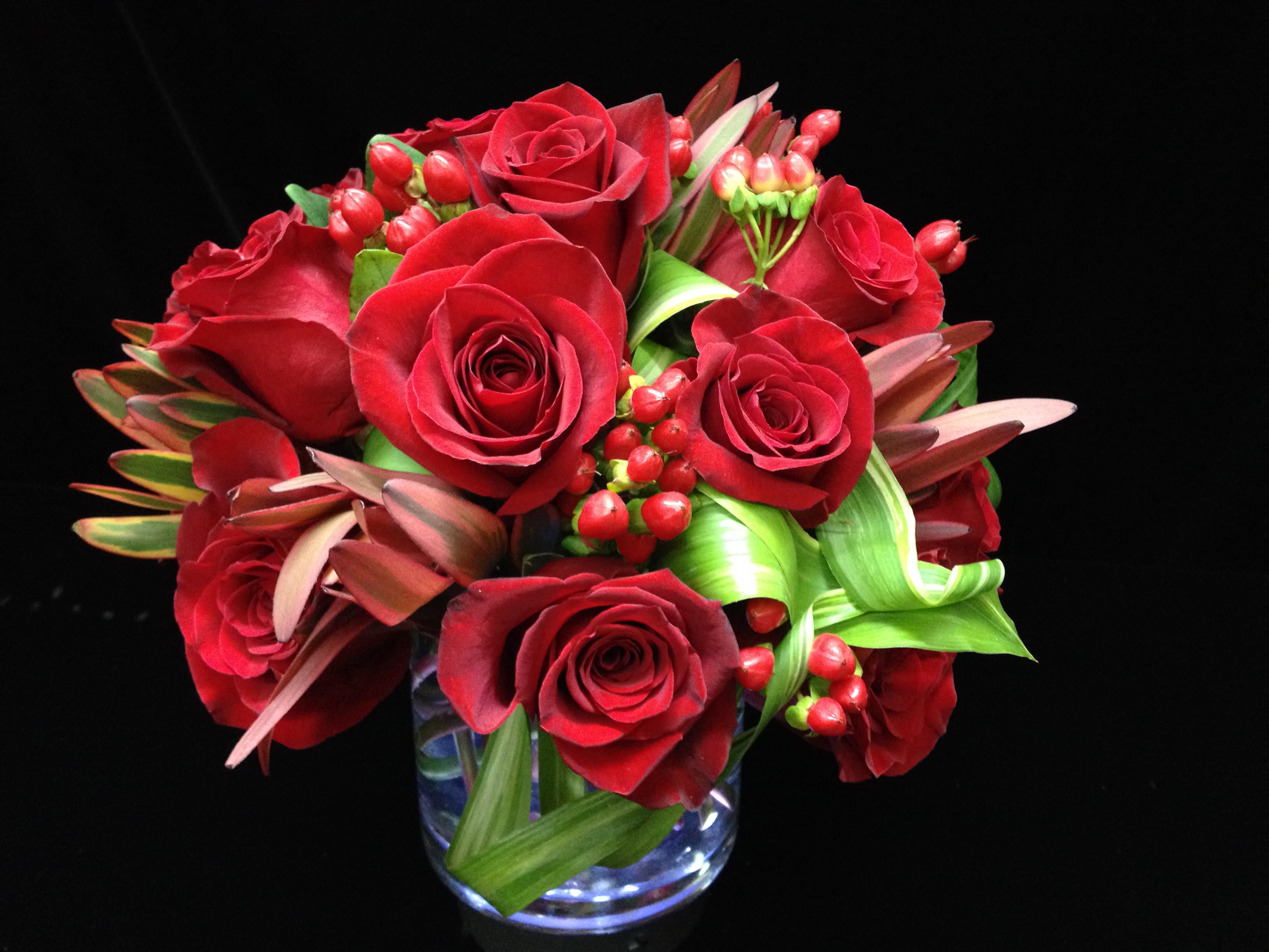 Berry Red - It's always about the color of the season-RED Roses and Berries are the main event.