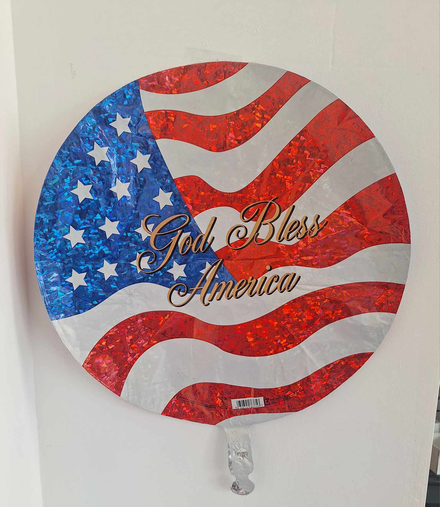 God Bless America Mylar Balloon (717b) God Bless America Mylar Balloon (717b) - 18in mylar that you can add to any balloon bouquet, stuffed animal, box of chocolates, or floral arrangement.