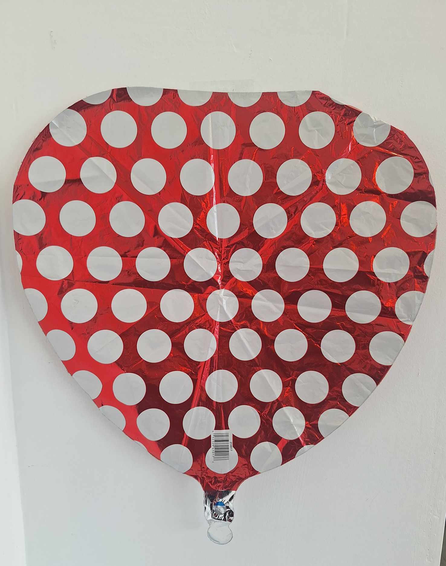 Red Polka Dot Heart Mylar Balloon (725) Red Polka Dot Heart Mylar Balloon (725) - 18in mylar that you can add to any balloon bouquet, stuffed animal, box of chocolates, or floral arrangement.