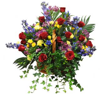 K608 Heartfelt Remembrance Sympathy Basket K608 Heartfelt Remembrance Sympathy Basket - K608 Heartfelt Remembrance Our Peaceful Garden Sympathy Basket is thoughtfully curated to provide comfort during a time of loss. This large basket is filled with a delightful assortment of seasonal flowers, including elegant roses and other fresh blooms, arranged to create a serene garden look. It's a heartfelt way to convey sentiments that are difficult to express, offering a touch of natural beauty and tranquility. After the service, this beautiful arrangement can be taken home, providing a lasting reminder of love and support.