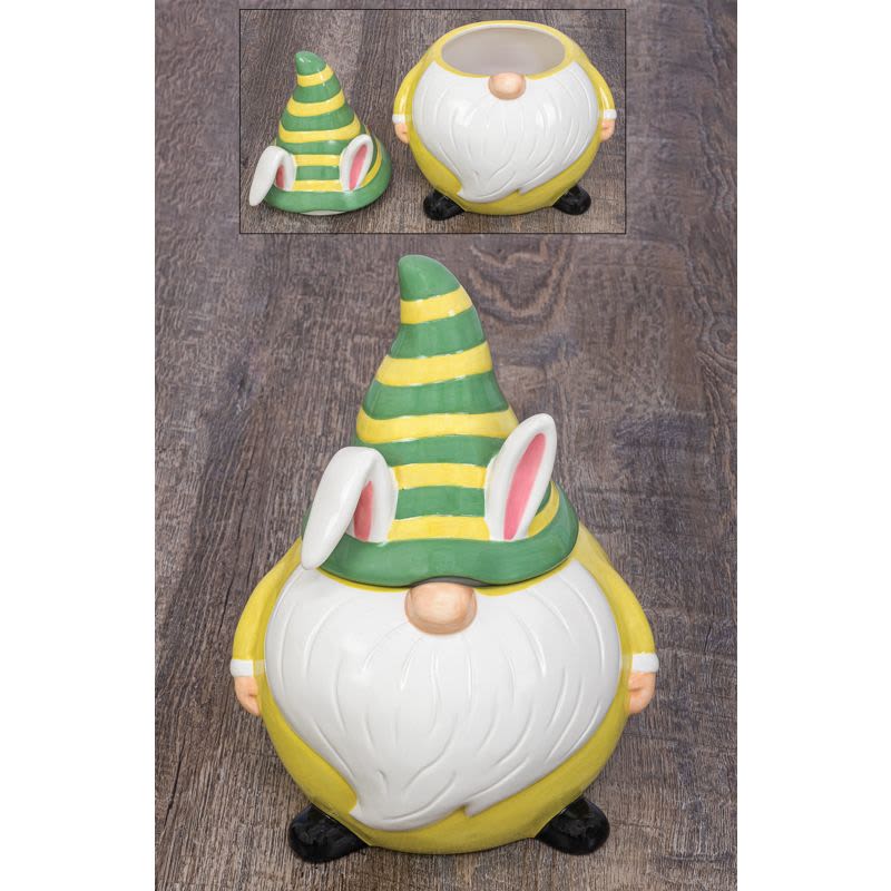 Flop-Eared Bunny Gnome Cookie Jar Flop-Eared Bunny Gnome Cookie Jar - Ceramic; 10”H x 6”Dia