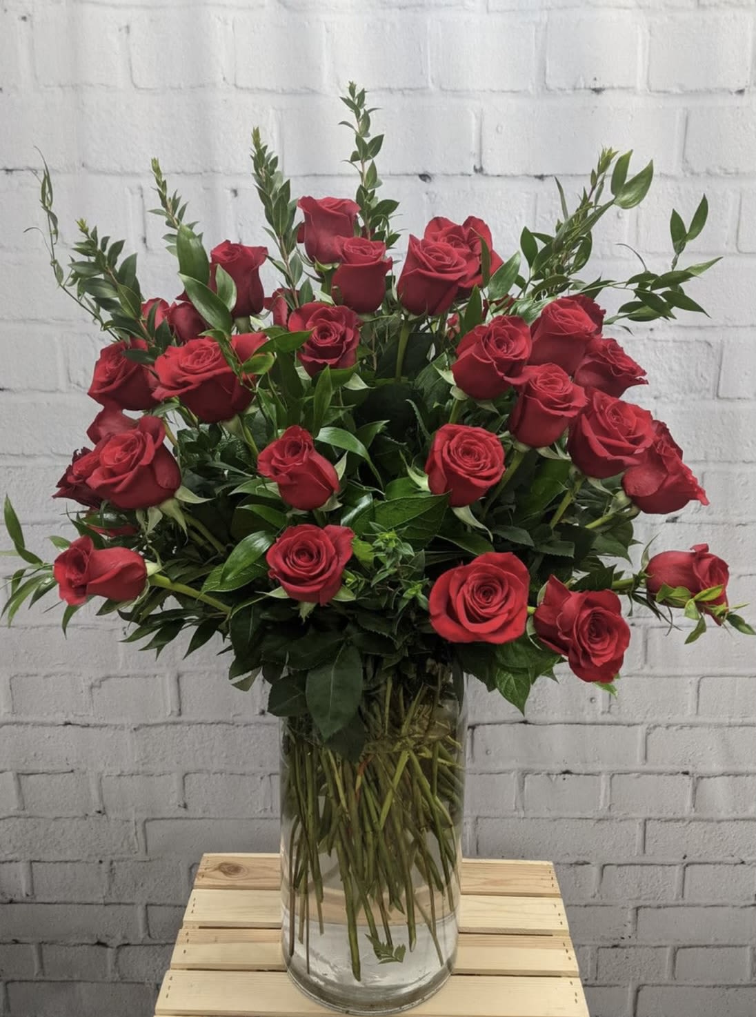 24 Red Roses - 2 Doz Red Roses with beautiful greenery 