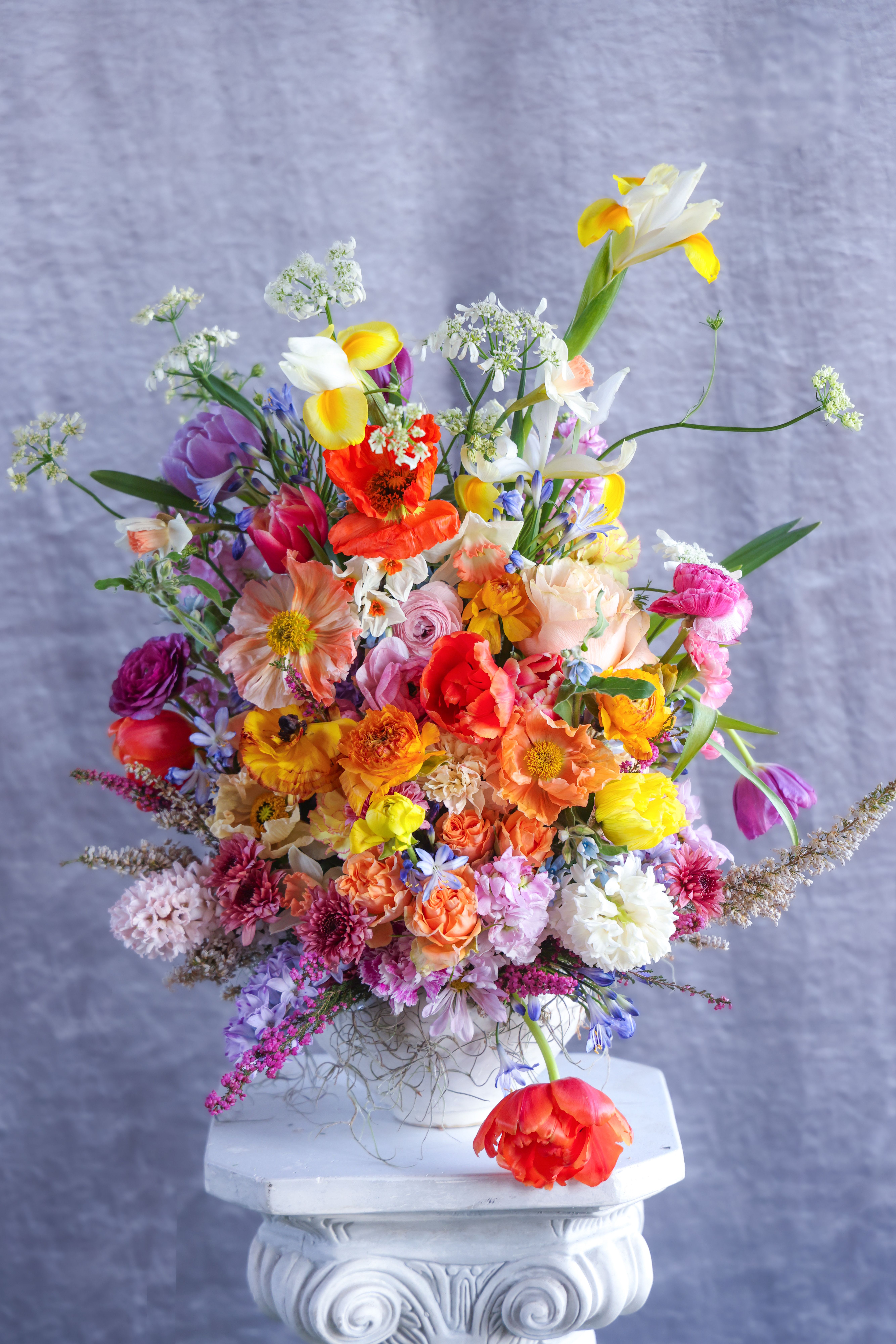 The Vernal Fountain Arrangement - Please add your tip here!  Custom, one of a kind floral arrangements by floral artist Stacy Leafsong. Arrangement shown is a premium.   Photos provide examples, and each arrangement &amp; vase is unique.  Arrangements will be delivered before 7pm, for specific delivery time please include in special instructions. On holidays, our busiest times, deliveries will be made by 7:30pm.  