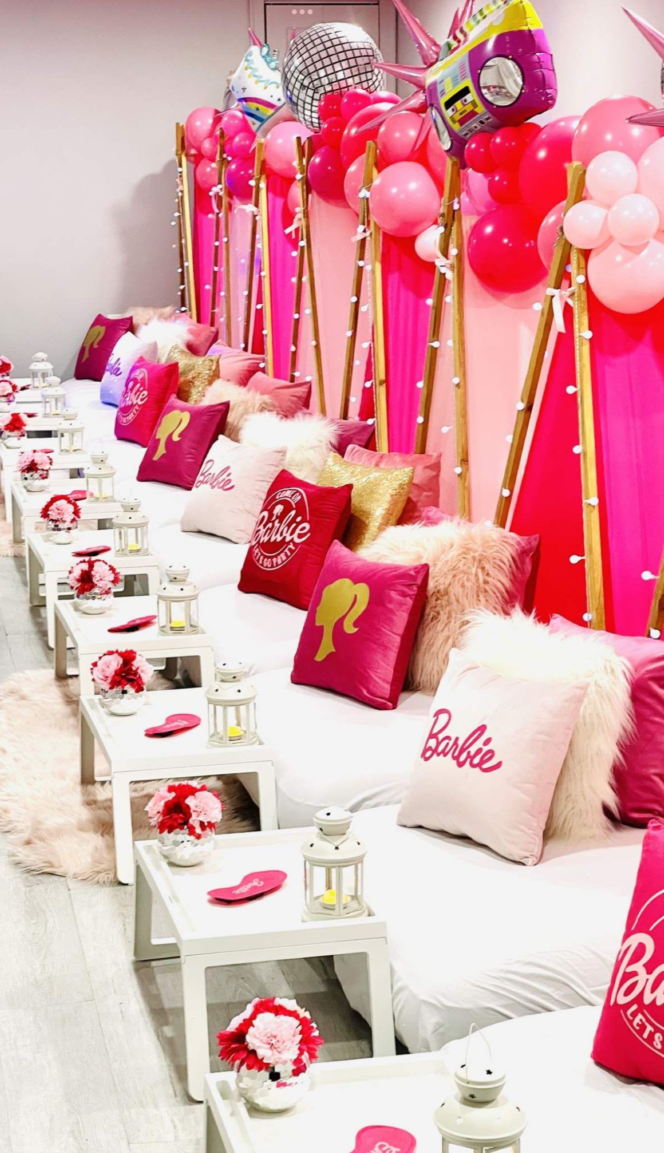 Luxury sleepover  - The ultimate teepee sleepover experience that will make your party unforgettable! We'd love for you to take your sleepover to the next level by choosing from a variety of themes available for both girls and boys, or by creating your own. All of our premium themed environments include a substantial number of accessories, decorations, lights, balloons, photo frames, pillows, and much more. We're happy to create memorable moments with Tigo. Next-day setup and takedown to the event location  Once the purchase is complete, our team will contact you to coordinate the time and other personalized details of the event.  WHICH INCLUDES!!!  Standar=4 guess  Deluxe= 6 guess Premium= 8 guess   Air mattresses with fitted sheets Luxury teepees with hanging decor Decorative throw pillows and pillows Theme-colored comforters Tray tables with lights and matching decor Custom picture frames Battery-operated fairy lights Soft, fluffy rugs Welcome sign with personalized message and balloon garland (groups of 4 and up) Game table  Our package price starts at $295. This includes 4 guests; each additional guest will be $60.    