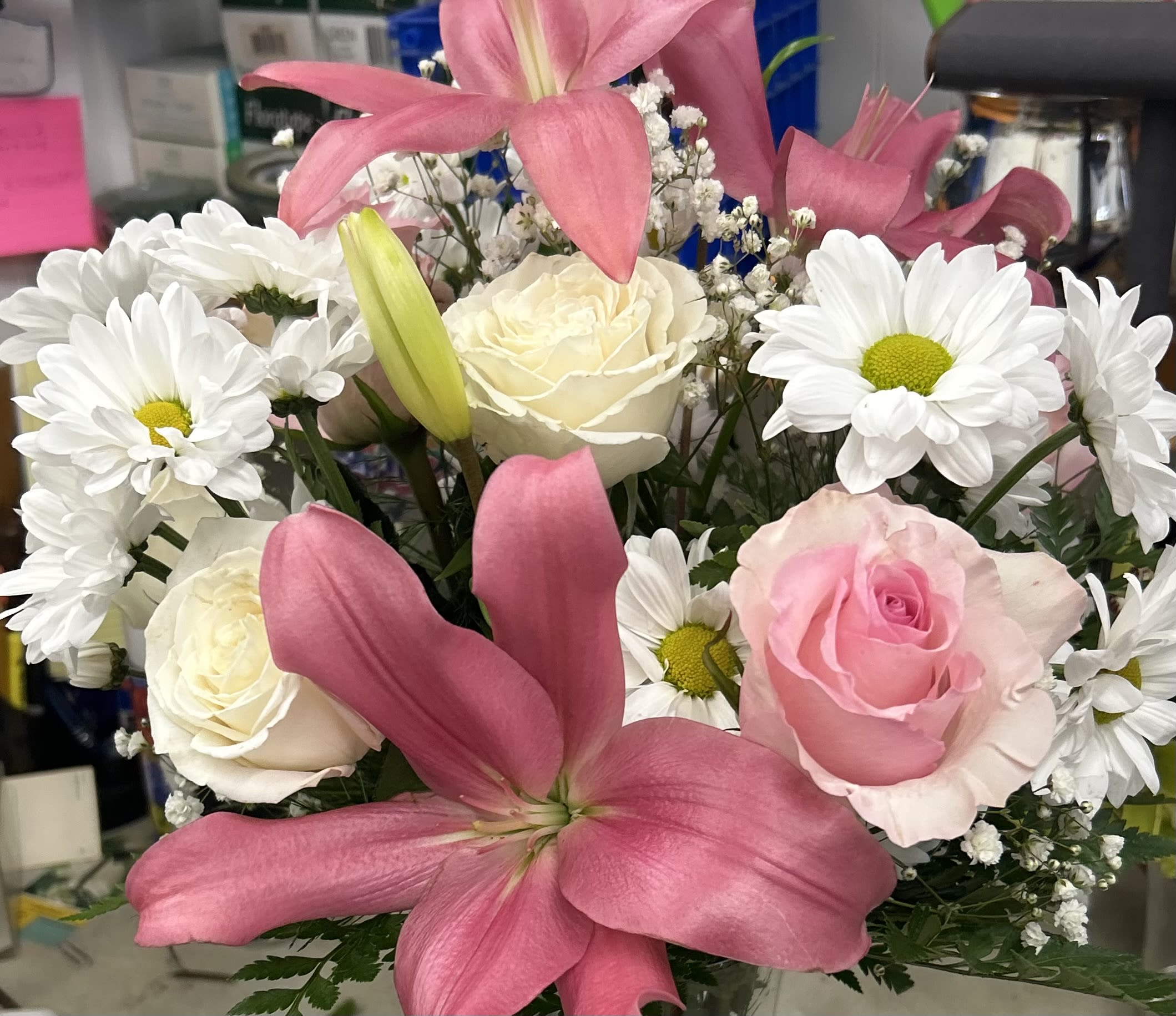 ITS A GIRL!! - Get a pink and white themed arrangement to welcome that new little girl!