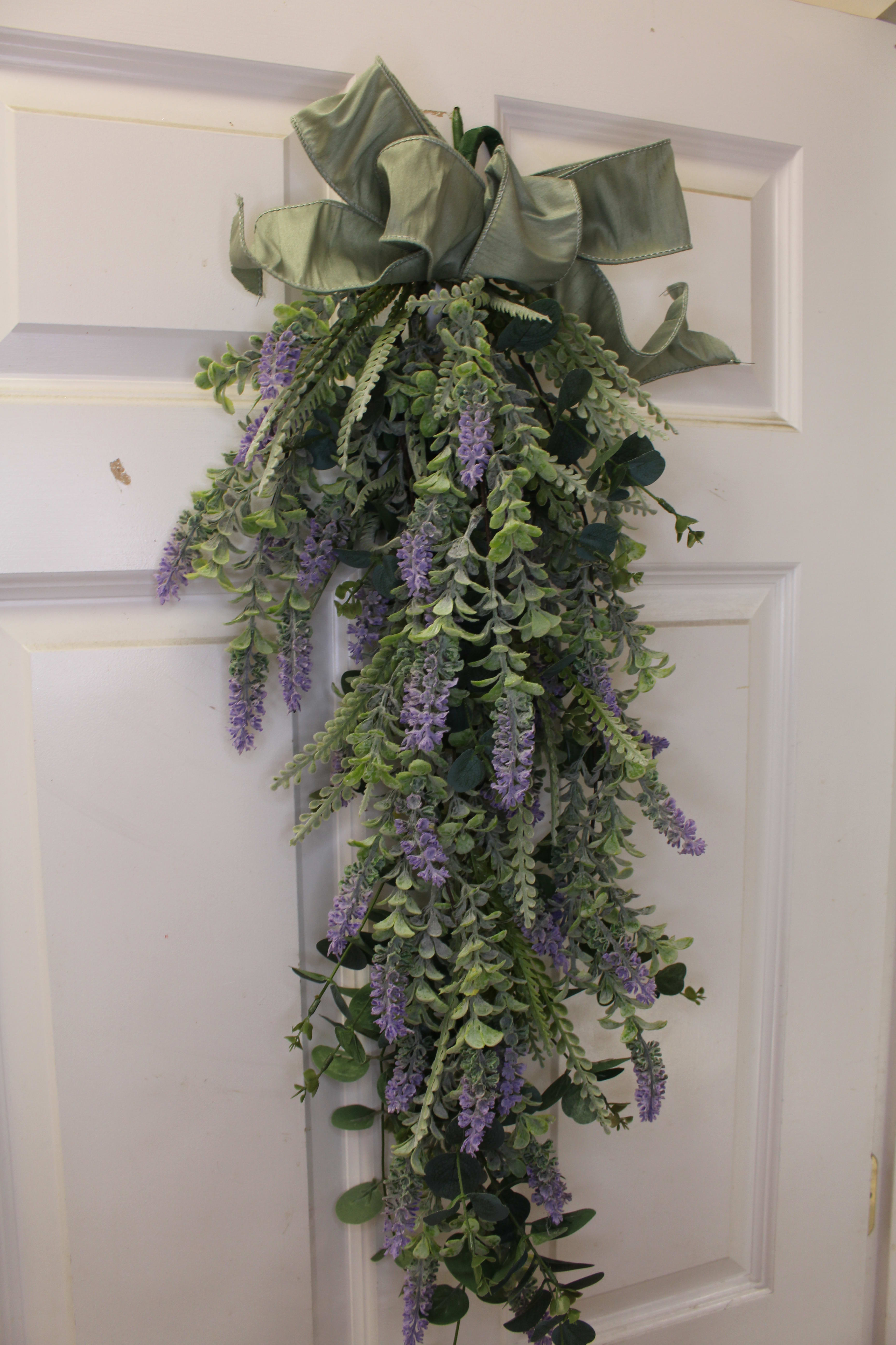 eucalyptus and laventer - A natural swag that you can take out year after year filled with baby eucalyptus and lavender