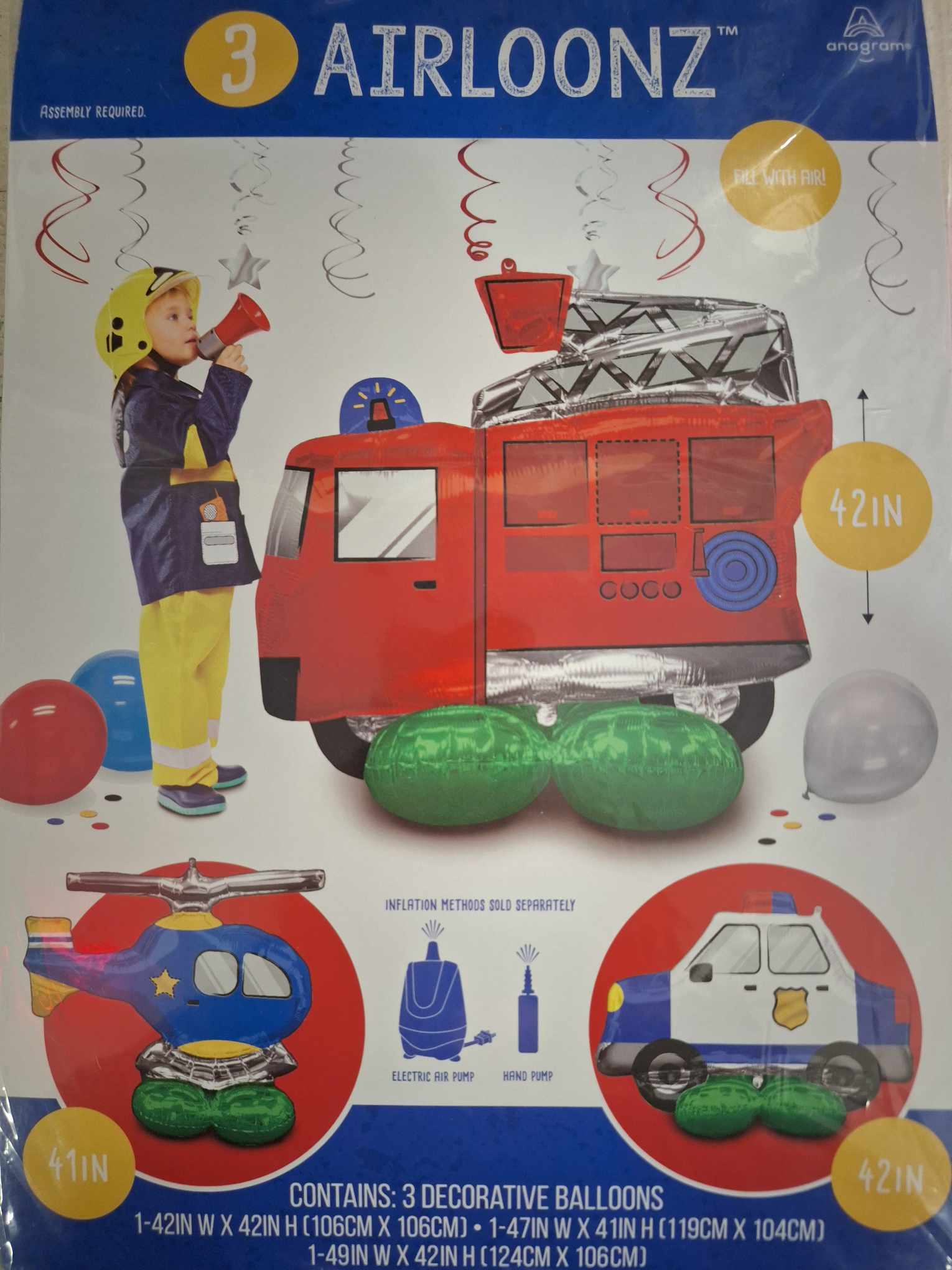 42in Airloonz Firetruck 42in Airloonz Firetruck - 42in air filled firetruck is perfect for a child birthday party as a picture prop or just a cute added feature.