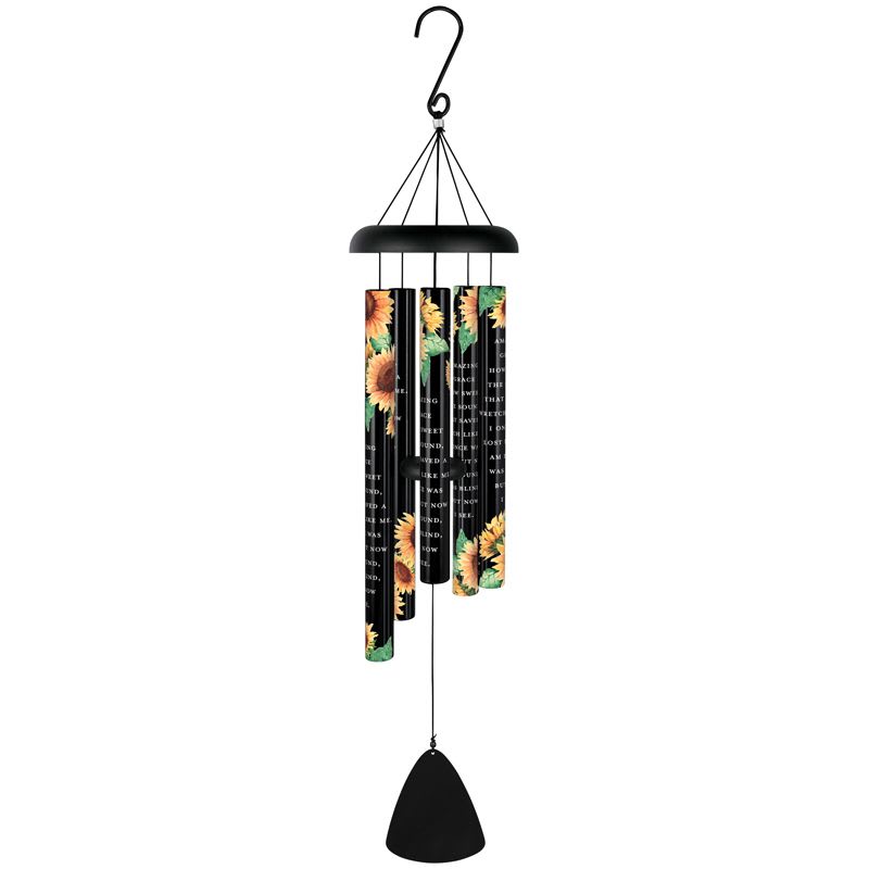Eckert Florist's &quot;Amazing Grace How Sweet The Sound&quot; 38&quot; Picturesque Sonnet Wind Chime By Carson *Our Local Delivery Only - Our Picturesque Sonnet Chimes feature powder coated aluminum construction and UV printed tubes with industrial cord. 5 heavy walled tubes that emit gentle tones that are pleasing to the ear. 1 1/4&quot; Diameter Tubes – Adjustable Striker. Chime Tubes Read: &quot;Amazing Grace how sweet the sound, that saved a wretch like me. I once was lost but now am found, was blind, but now I see&quot; L: 38&quot; W: 6.5&quot; *Our Local Delivery Only