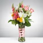 Rapunzel by BloomNation™ - This arrangement includes asiatic lilies, roses, carnations, snapdragons, and other seasonal blooms. This is a great gift for a birthday, Mother's Day, or Just Because. APPROXIMATE DIMENSIONS: 13&quot; D x 24&quot; H